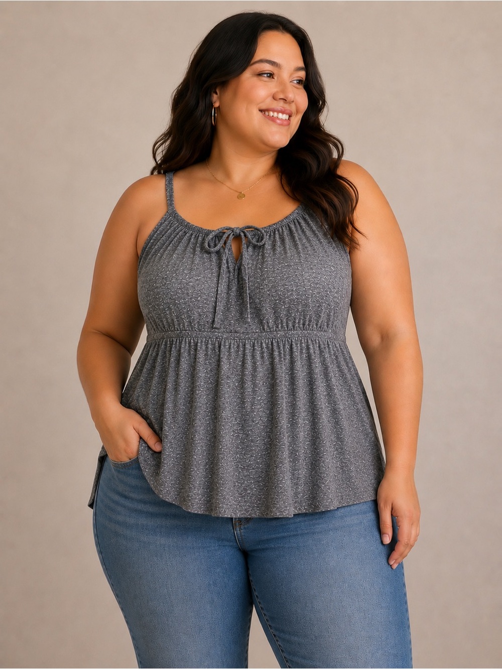 Torrid Gray Sleeveless Keyhole Tank Top Plus Size